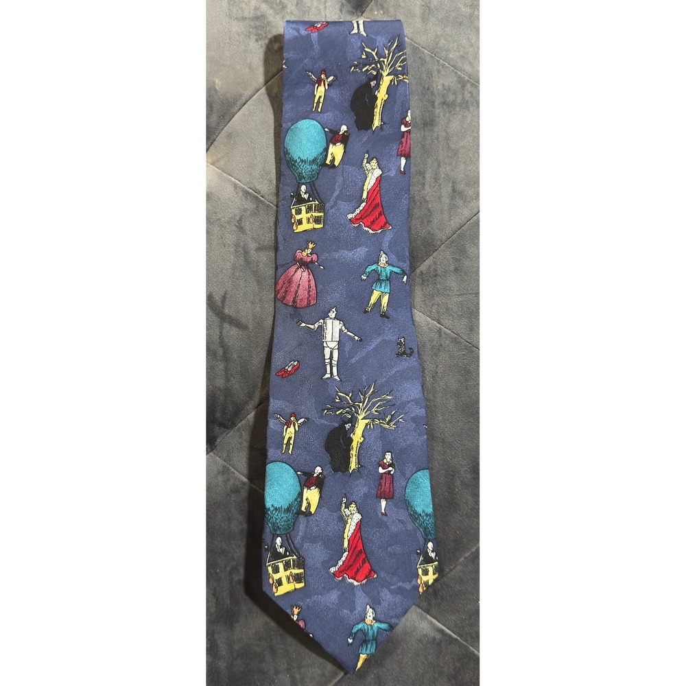 Vintage 1992 Wizard of Oz American Film Classics Navy Blue Silk Character Tie